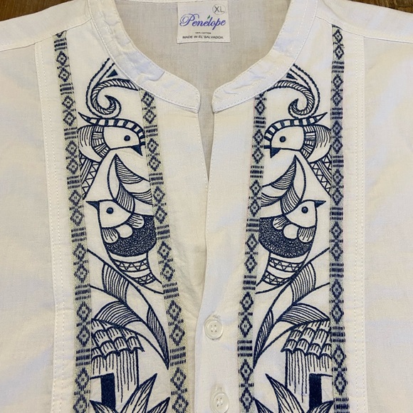 PENELOPE White Embroidered Boho Cotton Shirt Embroidered Bird Design XL - Picture 2 of 6